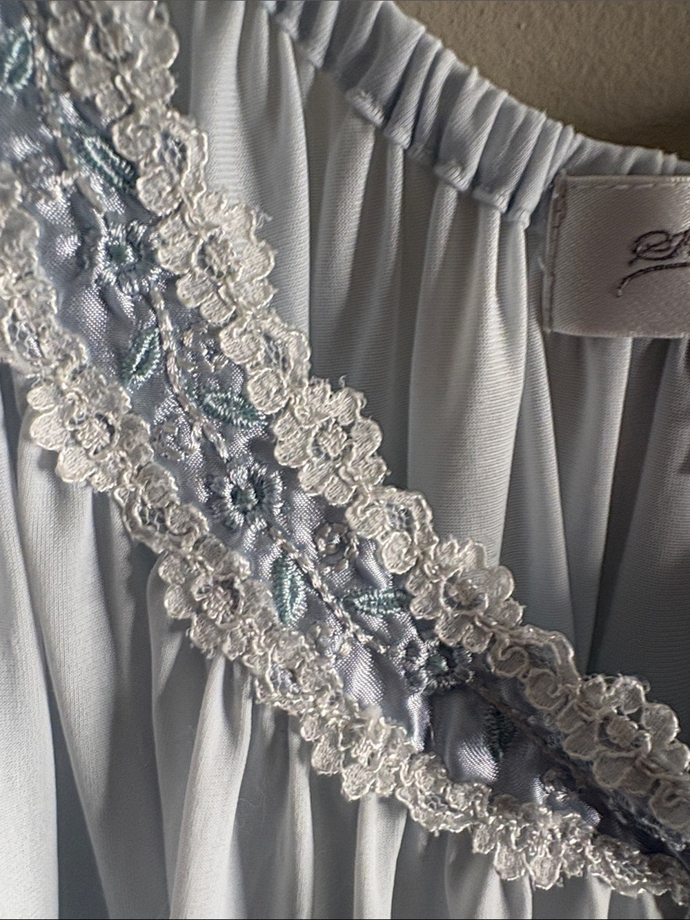 Light Blue Lace-Trim Flutter-Sleeve Chemise by - Picture 3 of 5